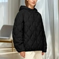 thumbnail image 2 of jtjvou Quilted Jackets for Women Zip Up Hooded Winter Coats Lightweight Loose Puffer Padded Outerwear with Pockets Black M, 2 of 7
