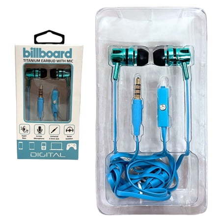 1 Pack Titanium Wired Earbuds with Built-In Microphone, Stereo In-Ear Headphones for Music, Calls, Travel, Gaming & Everyday Listening Use, Black Blue