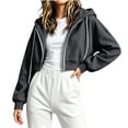 thumbnail image 2 of OGLCCG Girls Zip Up Hoodies Long Sleeve Cropped Sweatshirt Lightweight Hooded Fall Jacket Teen Girl Back to School Outfits 5-15 Years, 2 of 5