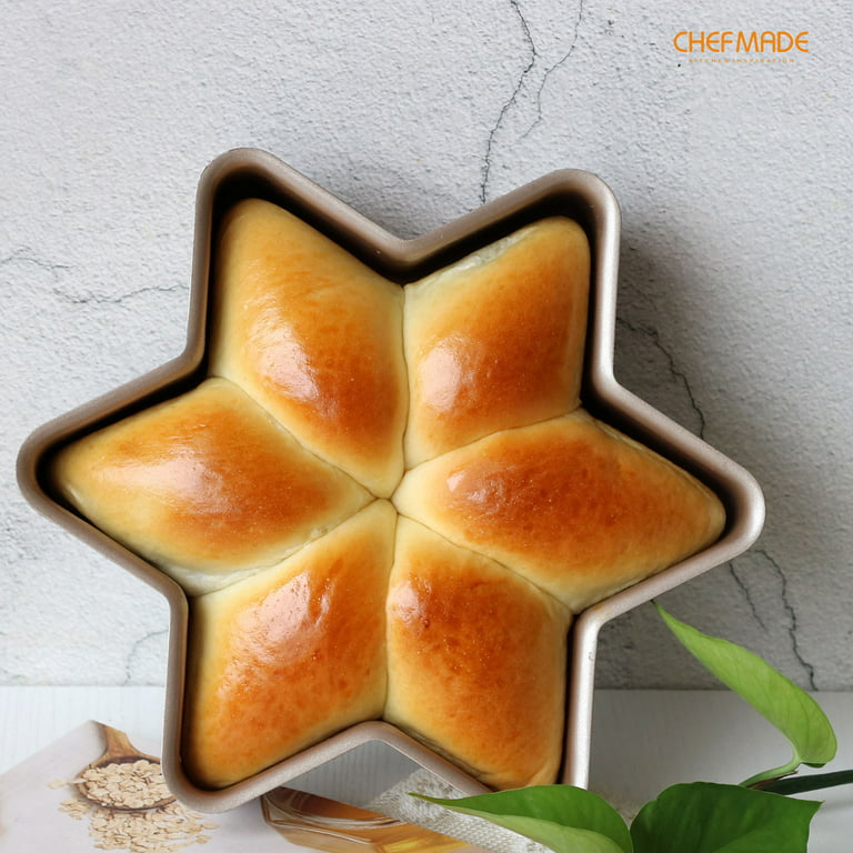 CHEFMADE Star-Shaped Cake Pan, 8-Inch Non-Stick Diamond Surface Cake Bread  and Meat Bakeware for Oven and Instant Pot Baking (Champagne Gold)