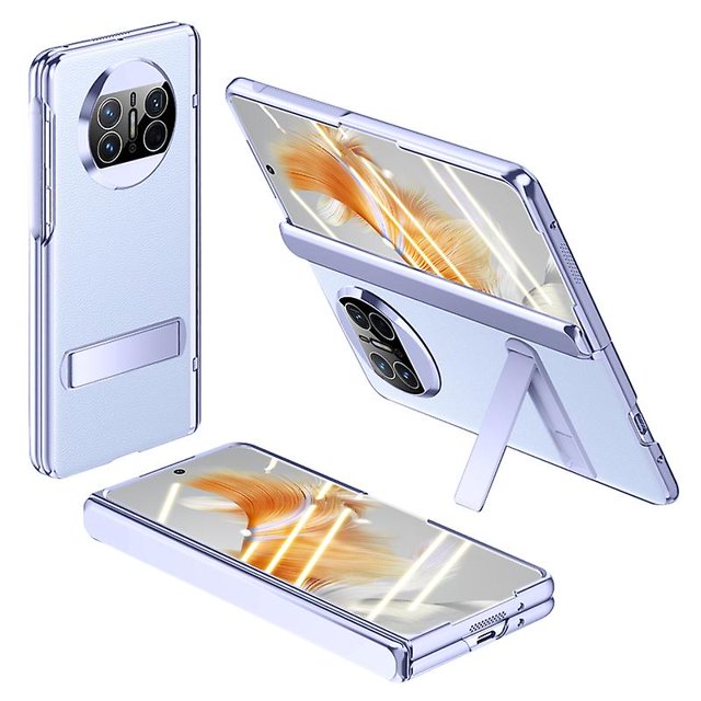 KAIYANG Funda de cuero con tapa y bisagra para Huawei Mate X3 5G con soporte y película de vidrio templado, estilo C, color morado