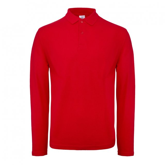 B&C - Polo de manga larga ID.001 para hombre (Paquete de 2) (Carmín)