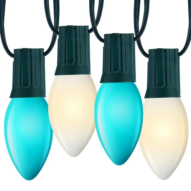 Guirnalda de luces navideñas Minetom Vintage azul/blanco de 15 m