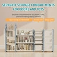 thumbnail image 3 of UNICOO® Kids Toy Storage Organizer with Removable Bins, 4-Tier Bookshelf and Cabinet - Pull-Out Drawers Shelf for Toddlers - Space-Saving Solution for Nursery, Playroom, Study Room (Blue), 3 of 7