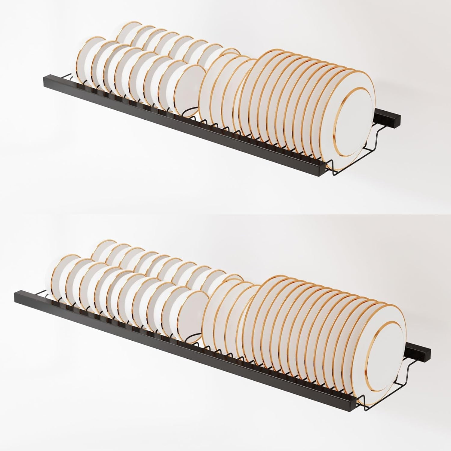 HOUGEET Dish Drying Rack Over The Sink, 2-Tier Kitchen Utensil Storage Organizer Shelf, Space-Saving ，Efficient Sink Drainer and Storage Solution - 85cm/33.46in (Black