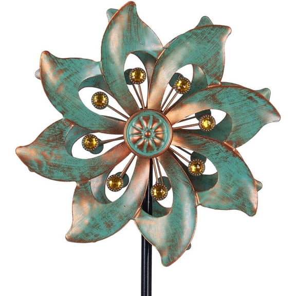 Outdoor Wind Spinner 37 Inch, Metal Garden Wind Sculpture Bronze Wind Spinners for Patio Yard Lawn Decor