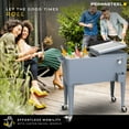 thumbnail image 4 of Permasteel Party Cooler with Divider, Spacious 80-Qt Capacity, Chills 36hrs, Serving Tray, Rolling Ice Chest for Indoor and Outdoor Entertainment, Matte Blue, 4 of 11