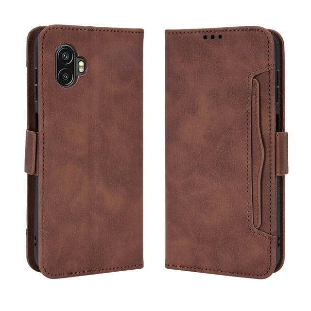 Case for Samsung Galaxy XCOVER 6 PRO Cover Adjustable Detachable Card Holder Magnetic closure Leather Wallet Case - Brown