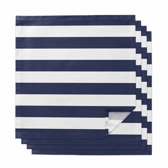 Blue Stripes Cloth Napkins, Simple Blue White Texture Washable and Reusable Dinner Napkins Set of 4, Table Napkin for Kitchen Party Birthday Wedding Hotel Housewarming 20"x20"