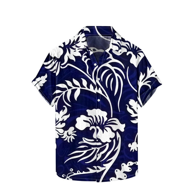 Chemises pour Hommes, Chemise Imprimée à Manches Courtes Col Rabattu