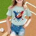 thumbnail image 2 of Girls Casual Short Sleeve T-Shirt with Ice Baseball Print, Comfortable Loose-Fit Top for Everyday Wear and Sports, 2 of 4