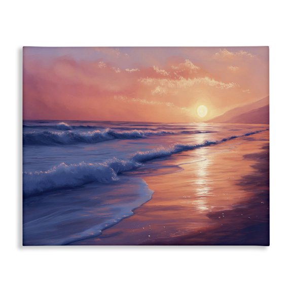 Stupell Industries Tropical Sunset over Beach Waves Canvas Art, 30 x 24, by Imagine It Images