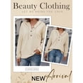 thumbnail image 4 of NFTOEIULA Women Button V Neck Long Sleeve Drawstring Jacquard Hood Sweatshirt, 4 of 7