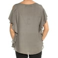thumbnail image 2 of MAX JEANS Womens Black Ruffled Dolman Sleeve Keyhole Top Size: XS, 2 of 2