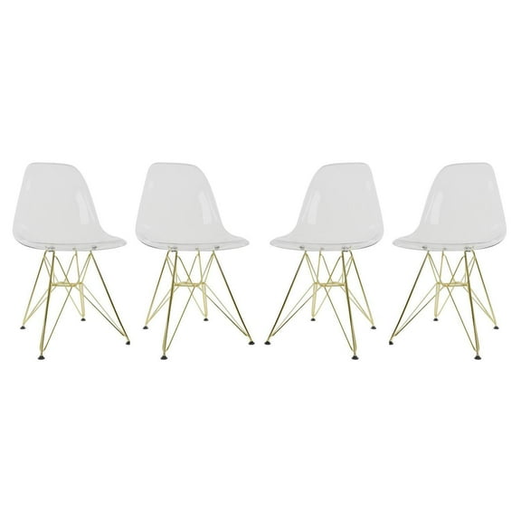 Eiffel Side Chairs Set of 4 - Modern Dining Accent Chairs - Gold Base - Stylish & Comfortable Seating