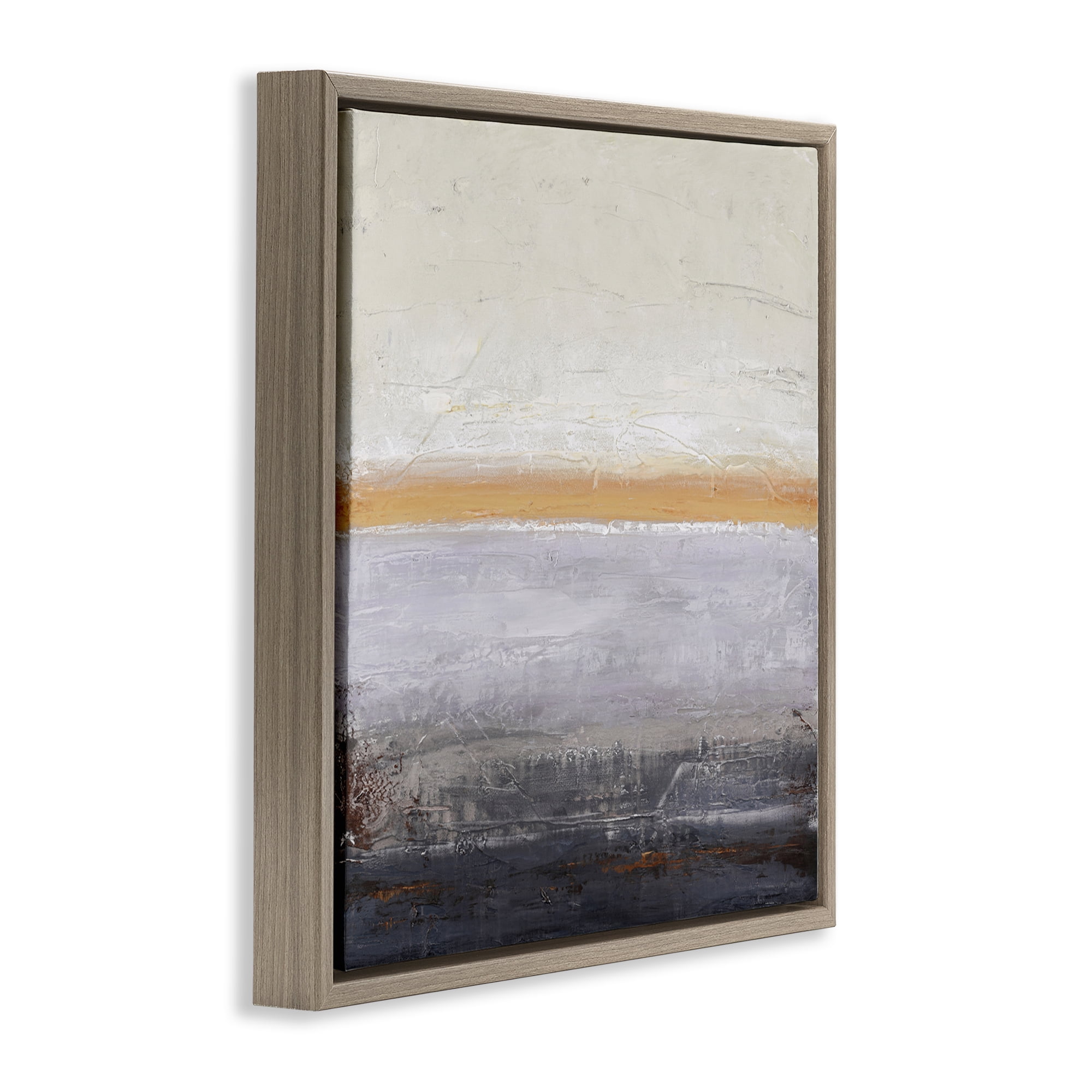 Warm Peachy Horizon Brown Framed Floater Canvas Wall Art, design by Design Fabrikken