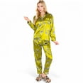 thumbnail image 6 of Women's Satin Pajama Set with Giraffe Print and Button-Down Top- Yellow,X Large, 6 of 7