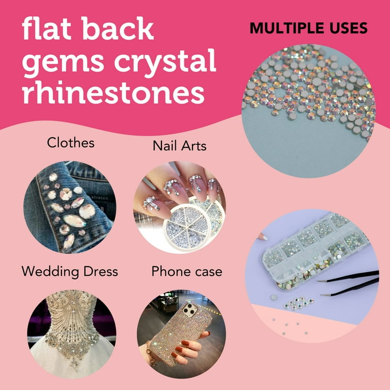 Incraftables Assorted Crystal Rhinestones (2000pcs). Silver Flat