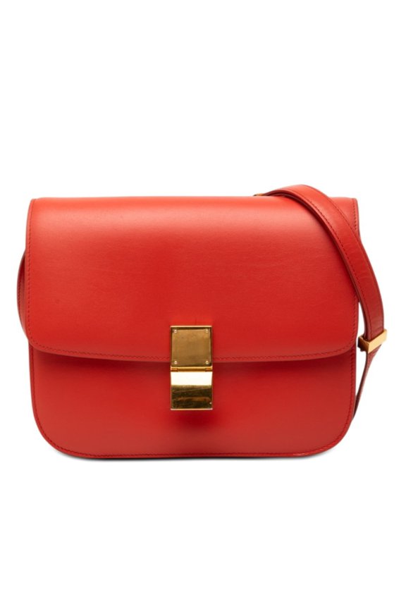 Pre-Owned Celine Classic Box Medium Crossbody Shoulder Bag, Orange Leather, Women's CELINE