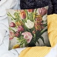 thumbnail image 2 of BANET  Square Throw Pillow Covers Beautiful Tulips Flowers Vintage Floral Design Pillow Cases Decorative for Home Bedroom Sofa Pillowcases Standard  12x12in, 2 of 5
