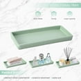thumbnail image 4 of Resin Light Green Bathroom Accessories Set 5 Pcs, Lotion Soap Dispenser, Toothbrush Holder, Bathroom Tumbler, Qtip Holder and Vanity Tray, Bathroom Countertop Organizer Set for Modern Apartment, 4 of 17