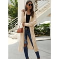 thumbnail image 2 of Cardigans Sweaters for Women Long Sleeves Open Front Soft Loose Solid Color Casual Knitted with Pockets,Beige,X-Large, 2 of 5