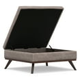 thumbnail image 4 of Owen 40 inch Wide Mid-Century Modern XL Square Coffee Table Storage Ottoman in Distressed Grey Taupe Vegan Leather, 4 of 13