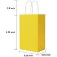 thumbnail image 2 of 50 Pack 5.25x3.25x8.25 Inch Small Yellow Kraft Paper Bags with Handles Bulk for Birthday Wedding Party Favors Grocery Retail Shopping Business Goody Craft Gift Bags Cub Sacks, 50 Count, 2 of 5