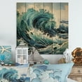 thumbnail image 2 of Designart "Of Wonder Coastal waves Waves painting VI" Nautical & Beach Print on Natural Pine Wood, 2 of 5