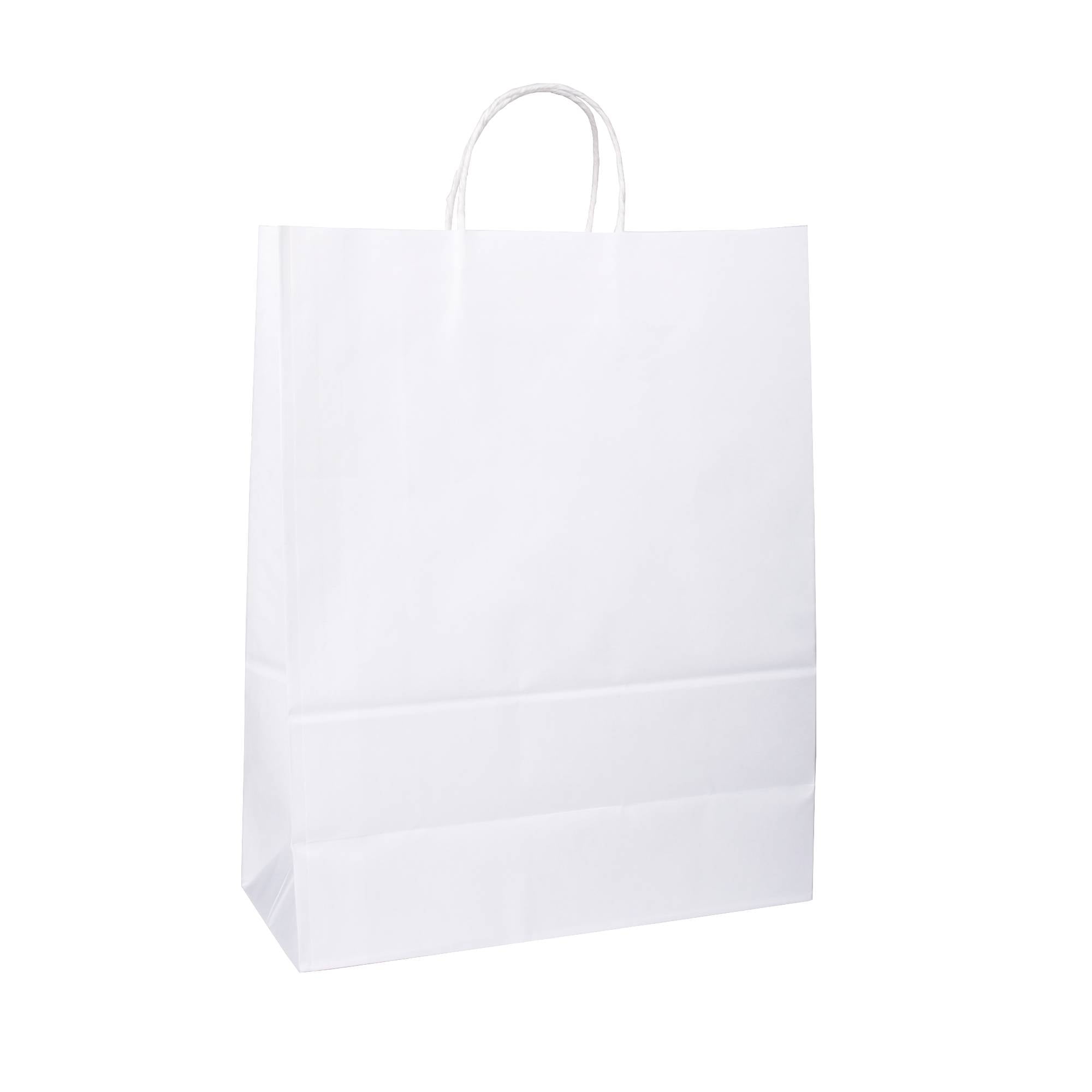 Kitchsy Premium Large White Kraft Paper Bags with Handles - Durable & Sustainable Totes for Shopping & Gifts - Pack of 100 - Ideal for Everyday Use - Reduce Plastic Waste Now!