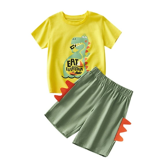 Weebloom Toddler Boy Outfits Casual Short Sleeve Shorts Set With Print Comfortable Playwear Ages 3-8Y Outwear,4 Years