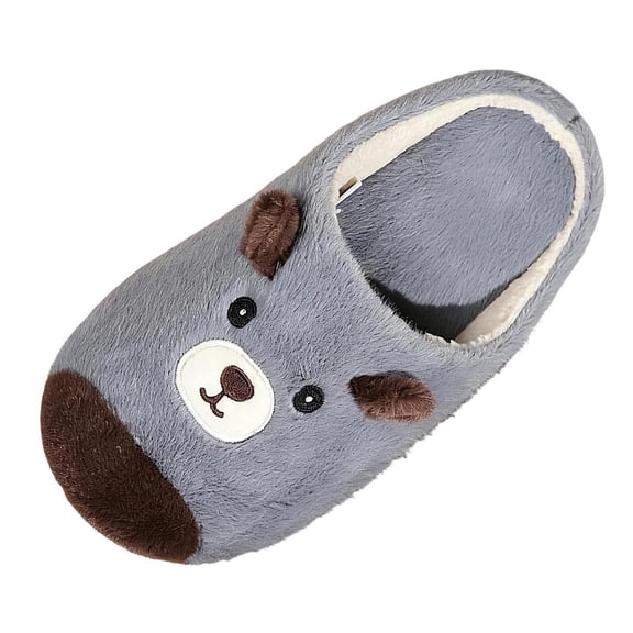 Xfvqtps Women Winter Cute Bear Closed Toe Fuzzy Slide Slippers Cute Cartoon House Slippers Non Slip Flat Indoor Shoes