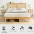 thumbnail image 2 of Yiwa Bohemian King Rattan Bed Frame with LED Headboard, Solid Wood Platform & Silent Slats, No Box Spring Needed, 2 of 8