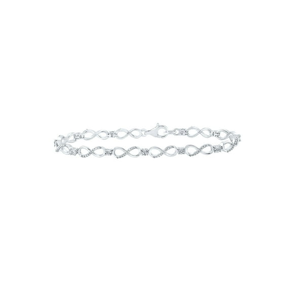 Sterling Silver Womens Round Diamond Infinity Bracelet .03 Cttw