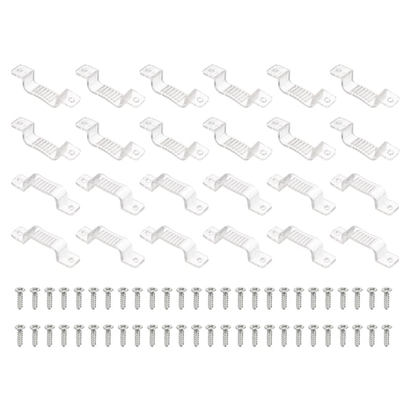 Uxcell LED Strip Light Clips, 100 Pack Mounting Bracket Soft Fixing Clips Clamp Holders with Screws for 20mm Wide 3528/5050 Neon RGB Light Cable Ribbon, Transparent