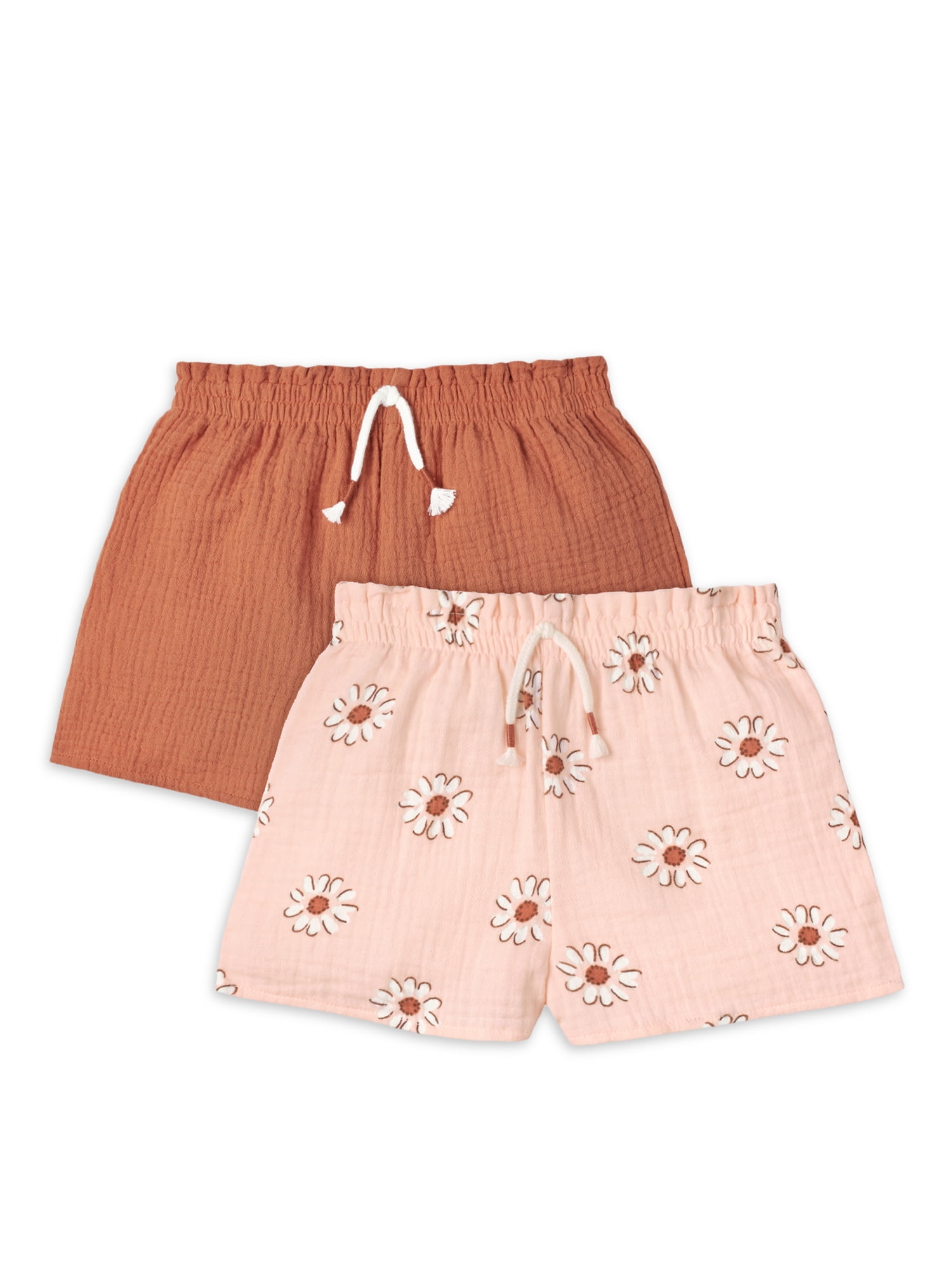 Modern Moments by Gerber Toddler Girl Gauze Shorts, 2-Pack, Sizes 12M-5T