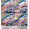 thumbnail image 1 of Soimoi Grey Cotton Jersey Fabric Prawns,Shell & Jellyfish Ocean Printed Craft Fabric by the Yard 58 Inch Wide, 1 of 1