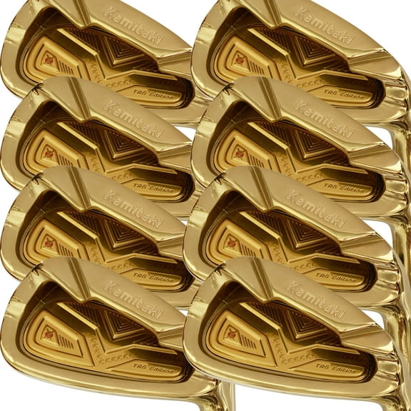 Japan Kamitaki Iron Mens Golf Club Set,Gold Finish,TRG Model,4-P,Sw,Senior Flex,Graphite Shaft,Grip Mid,Plus Length,Pack of 8
