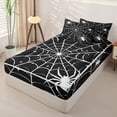 thumbnail image 2 of Homewish Spiderweb Graffiti Zipper Queen Comforter Set with Fitted Sheet and 2 Pillowcases for Kids, Star Spider Halloween Silhouette Zipper Bedding Set, Black Reversible, 4 Pieces, 2 of 6