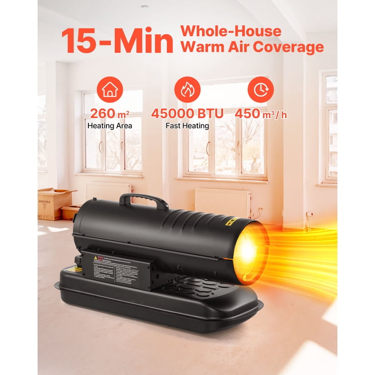 VEVOR 45000 BTU Forced Air Kerosene Diesel Heater, Portable