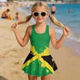 thumbnail image 3 of DISNIMO Jamaican Flag Print Girls Swimsuits One Piece Swim Dress Sleeveless U Neck Bathing Suit with Skirt Soft Breathable Swimwear for Kids Girls, 3 of 8