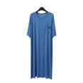 thumbnail image 4 of DJDLJWCJ Mens Nightgown Short Sleeve Crewneck PJ Soft Long Lounge Pajama Lightweight Sleepwear Mens Nightshirt A Blue XL, 4 of 9