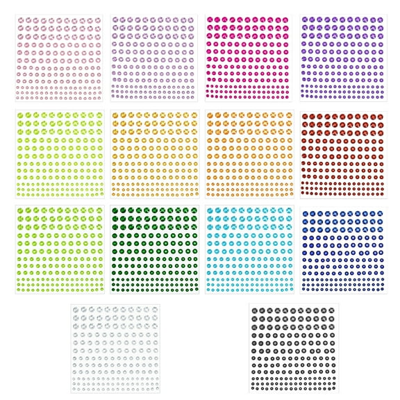 Uxcell Self-Adhesive Rhinestone Stickers, Face Gems Jewel Stickers 14 Color 14 Pcs