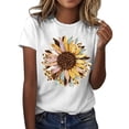 thumbnail image 1 of LUOGENLI T-shirts pour Femme pour Femmes T-shirts pour Femmes à la Mode Tournesol Imprimé Col Rond Manches Courtes Sport Décontracté T-Shirt Vintage T-shirts pour Femmes T-Shirt Graphique Fête de la Saint-Patrick Blanc P, 1 of 5