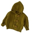 thumbnail image 3 of Esaierr Toddler Unisex Spring Fall Cardigan Sweater Jacket Baby Solid Color Hooded Knitted Tops Pullover Hoodies Cow Horn Button Jumper for Boys Girls 6M-4Y, 3 of 9