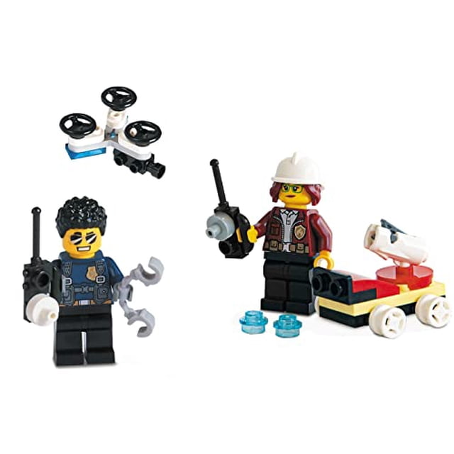 Combo de minifiguras de LEGO City jefe de policía con dron LEGO