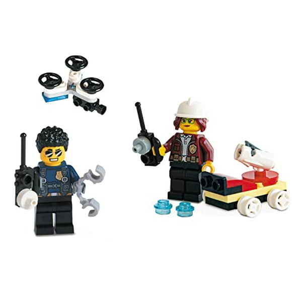 Combo de minifiguras de LEGO City jefe de policía con dron LEGO