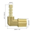 thumbnail image 2 of Brass Hose Barbed Elbow Fitting, 2 Pack 3/16" Barbx1/4" NPT Male 90 Degree, 2 of 6