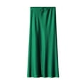 thumbnail image 4 of Women's Solid Color Satin High Waist Drawstring Long Dress - Elegant Flowy Maxi for Party/Formal - Polyester Fabric - S-XL, 4 of 4