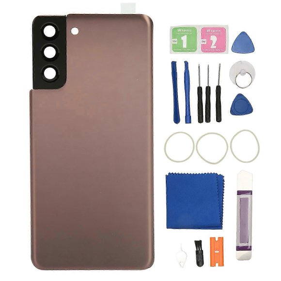 unique Replacement Back Glass Cover for Samsung Galaxy S21 Plus Rear Glass Door Cover with Pre Installed Camera Lens Brown